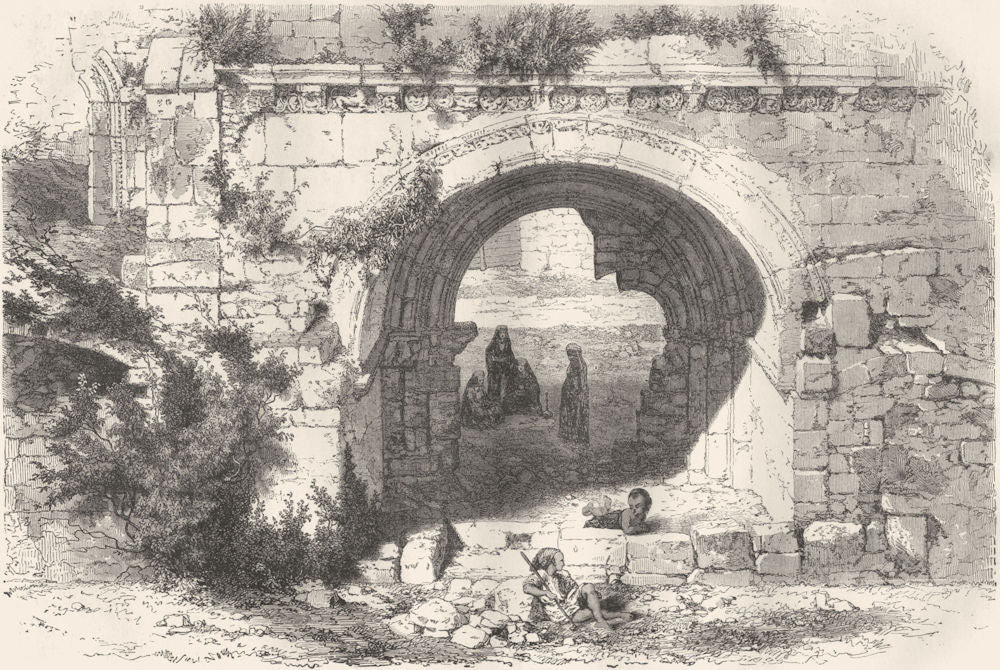 JERUSALEM. Gate of Hospital Knights St John at 1870 old antique print picture